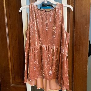 Pink crushed velvet Know Rose top. 5 for $25